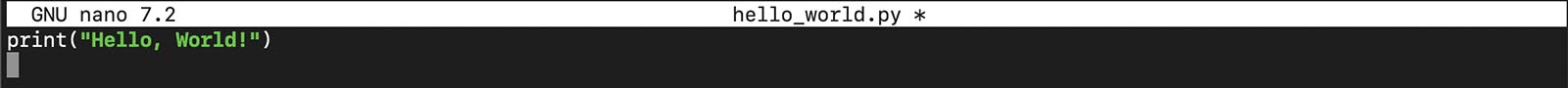 Screenshot: Hello World Python Code