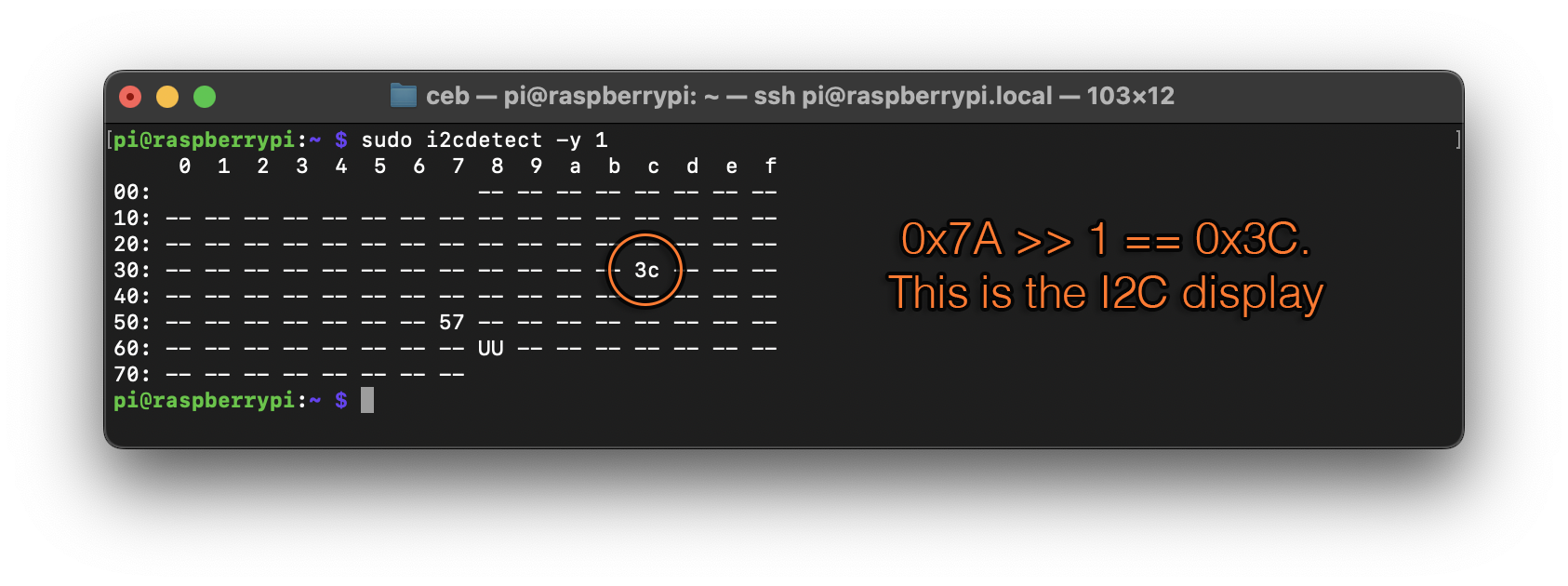 Output of i2cdetect