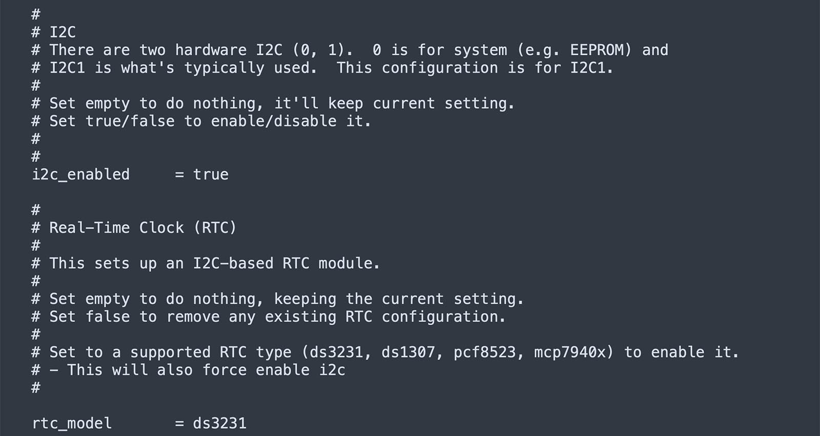 configuration .ini file image for RTC